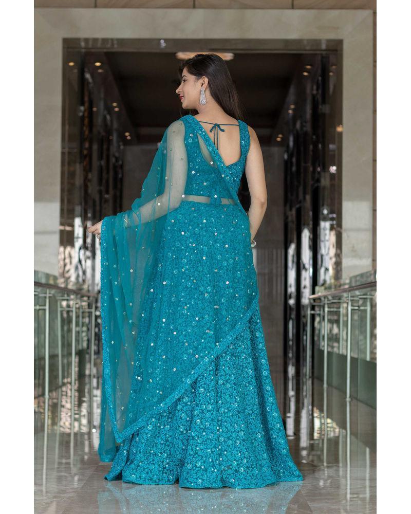 Women's Turquoise Blue Lehenga - Label Shaurya Sanadhya