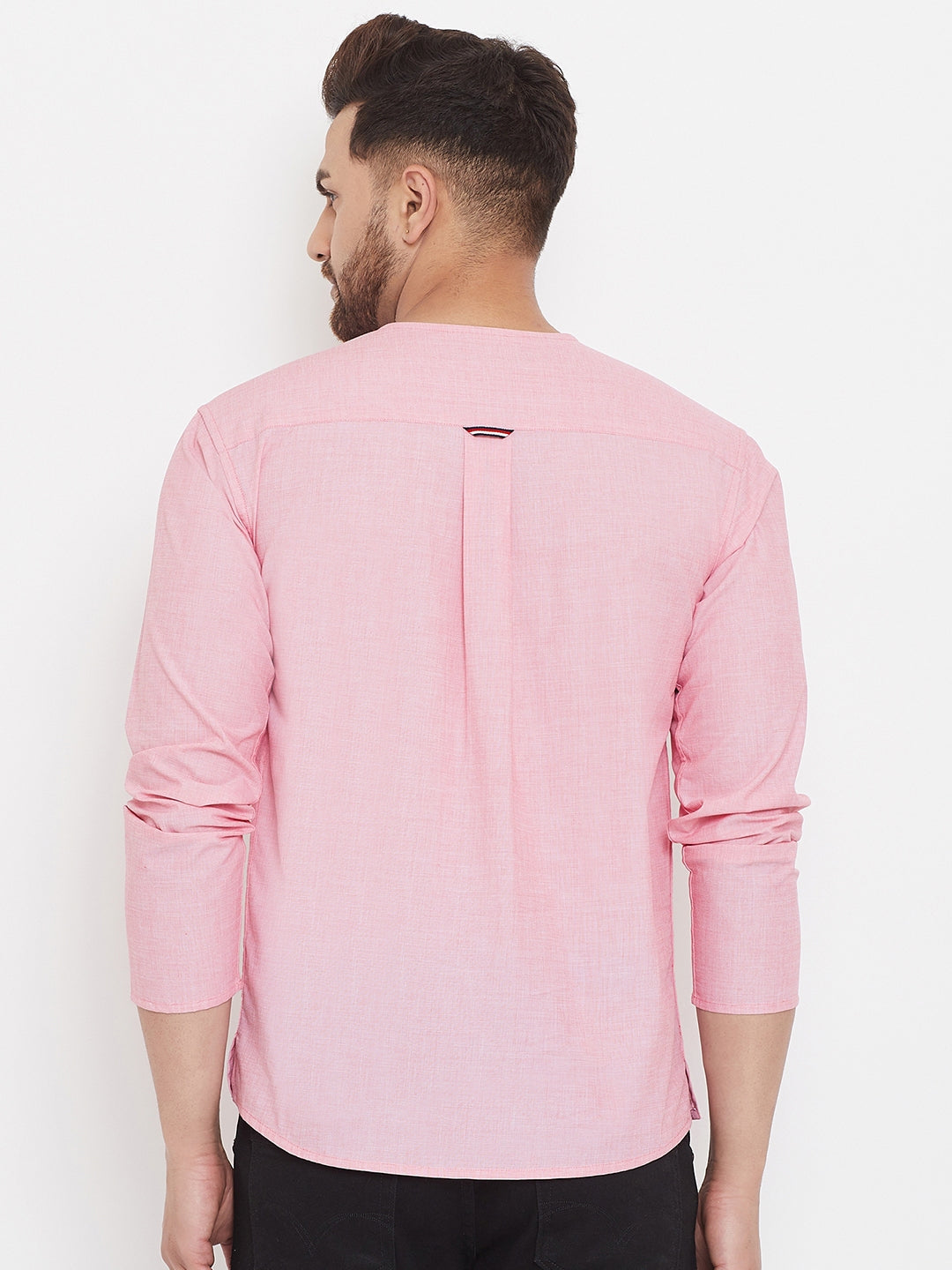 Men's Pink Summer Casual Shirt Kurta
