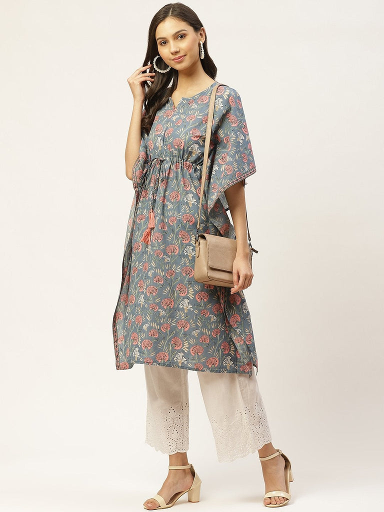 Women's Cotton Blue Kaftan Kurta