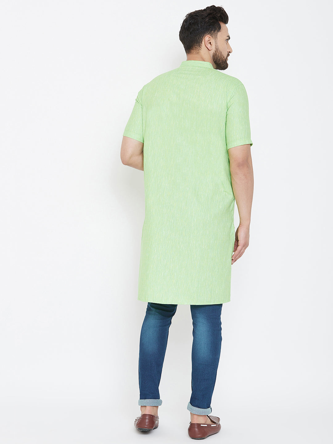 Men's Light Green Linen Kurta