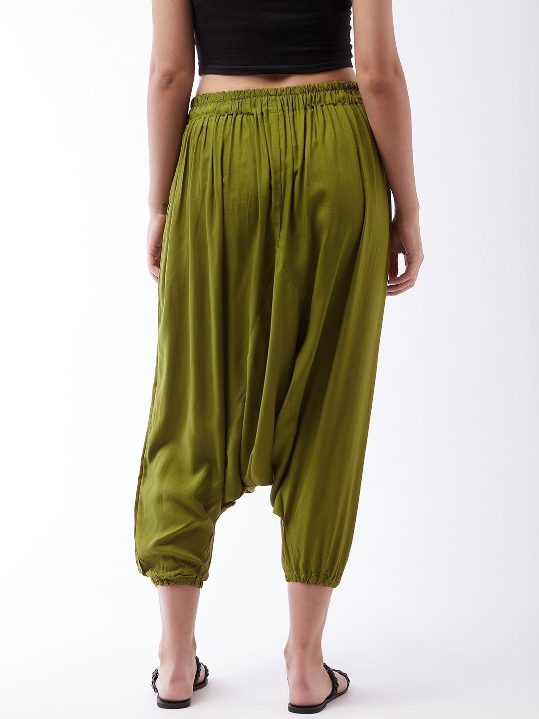 Women's Olive Green Harem Pants For Teens - InWeave