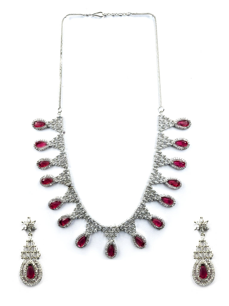 Women's Fashionable Cubic Zirconia Multi Tear Drop Necklace Set for Parties