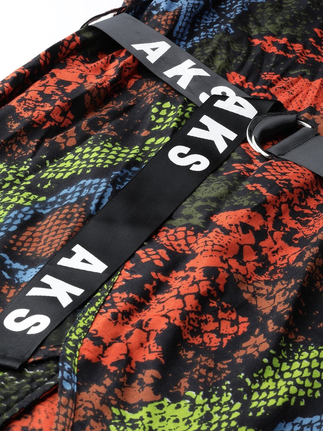 Women's  Orange & Black Snake Printed Basic Jumpsuit - AKS