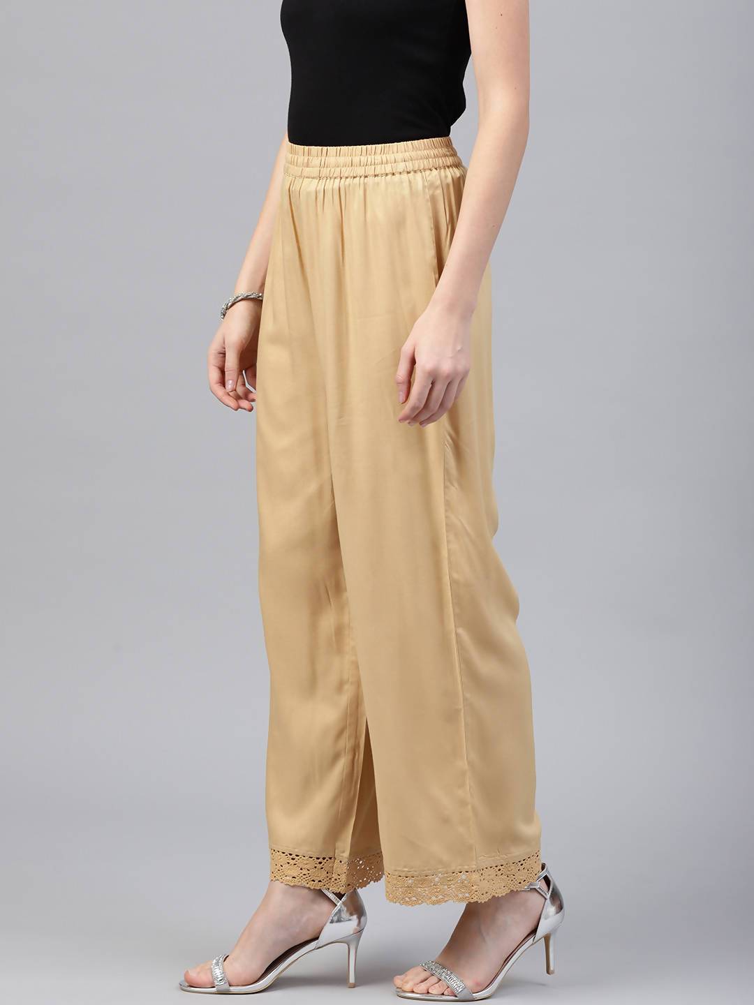 Women's Rayon Embellished Wide-Leg Palazzo