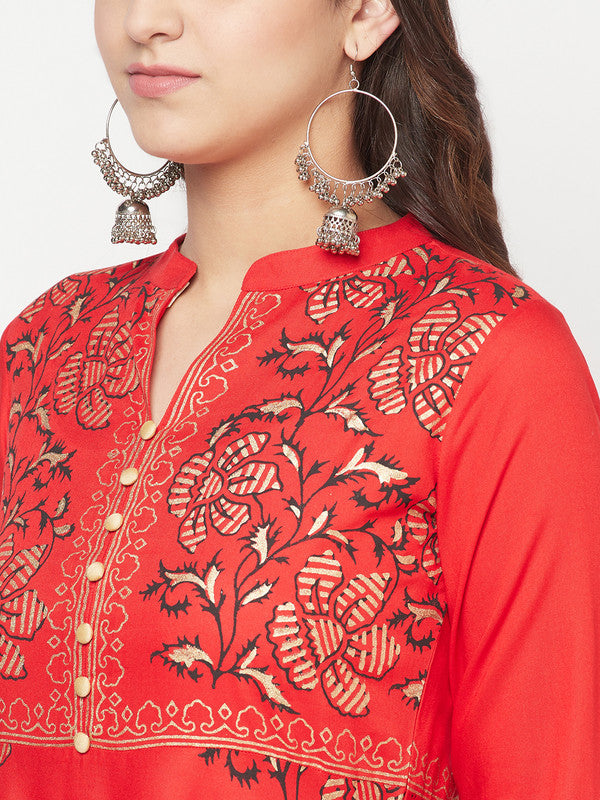 Women's Rayon Block print Anarkali kurta,R