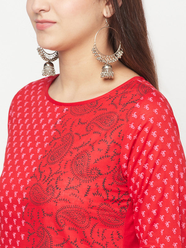 Women's Cotton Block print straight kurta,R