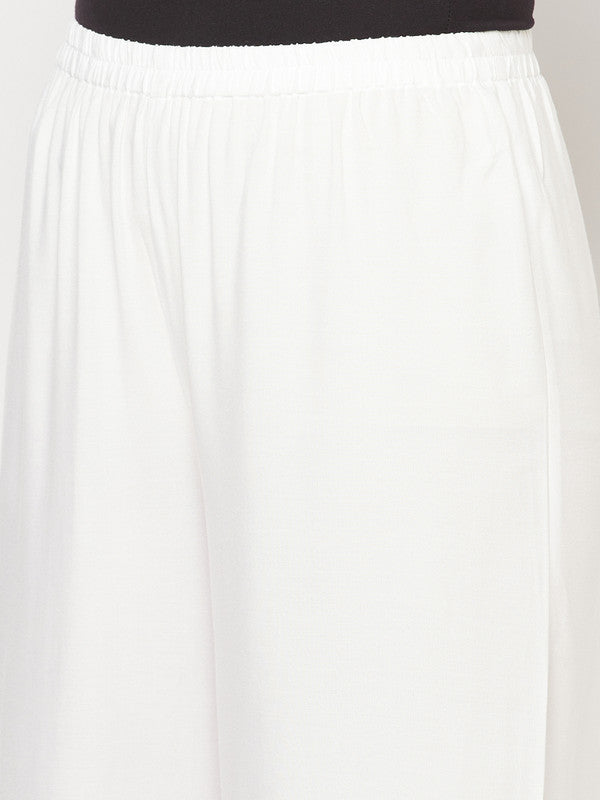 Women's Rayon Flared slip-on Palazzo,Whi