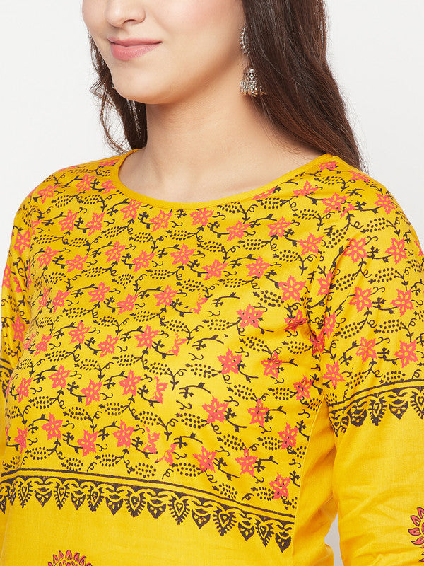 Women's Cotton Block print straight kurta,Musta
