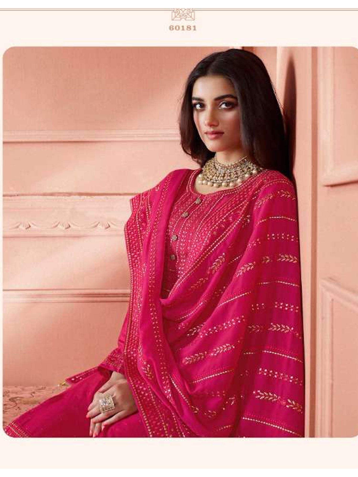 Women's Pink  Dola Silk Embroidered Salwar Suit - Fashion Forever