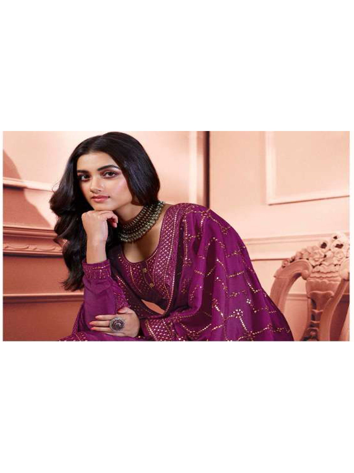 Women's Purple Dola Silk Embroidered Salwar Suit - Fashion Forever