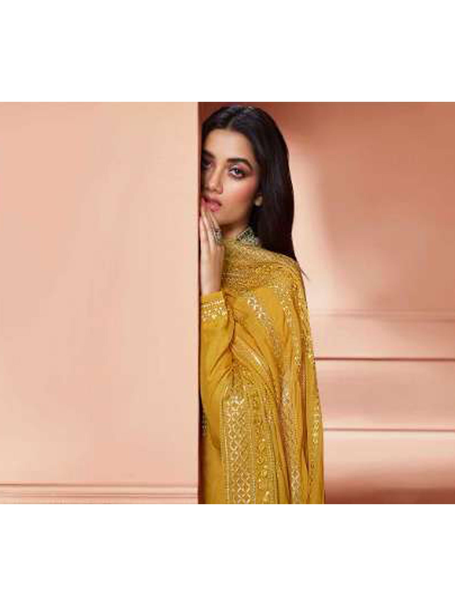 Women's Yellow Dola Silk Embroidered Salwar Suit - Fashion Forever