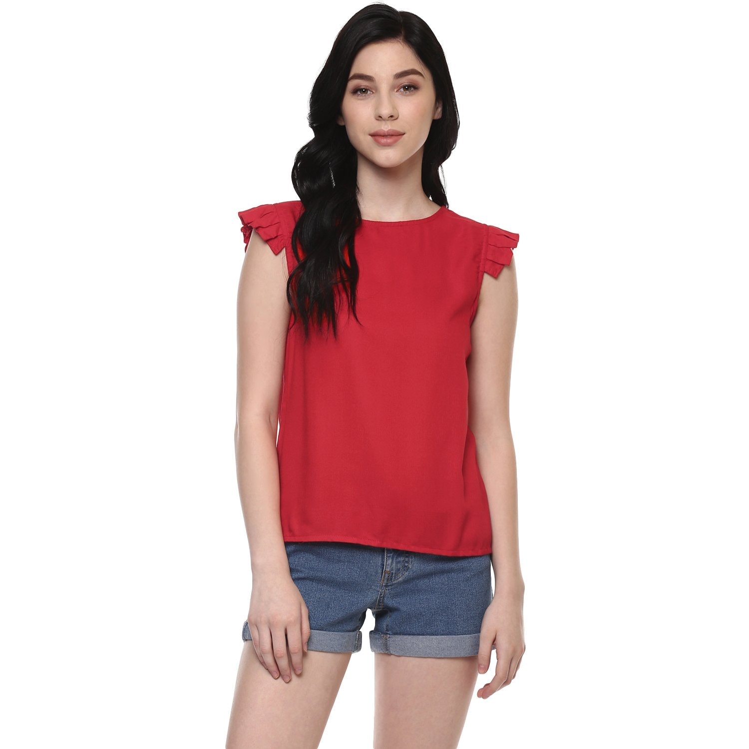 Women's Solid Sleeve Pleat Top - Pannkh