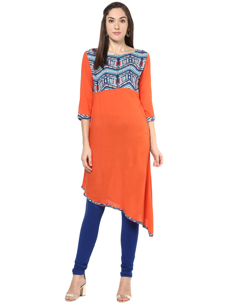 Women's Red And Black Rayon Kurti