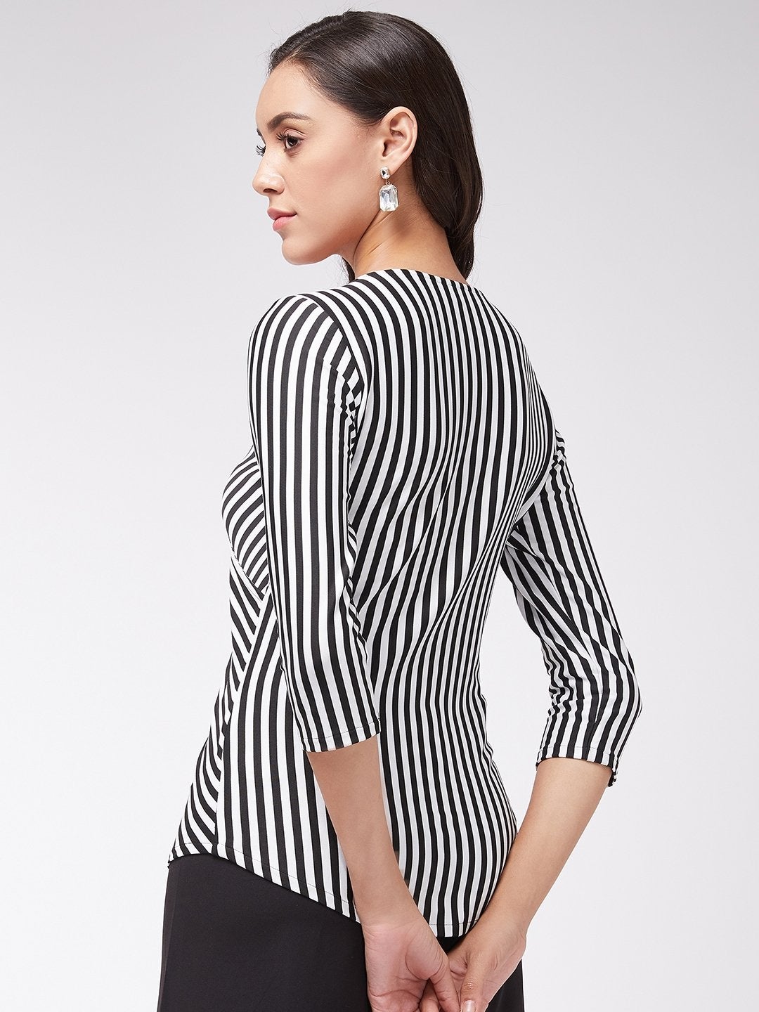 Women's Monocromatic Stripe Overlap Top - Pannkh
