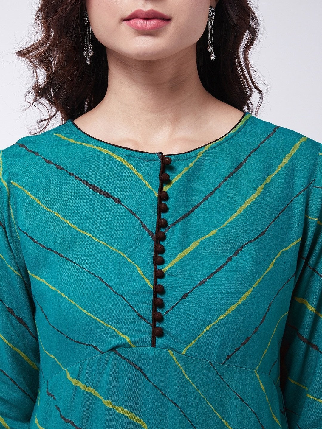 Women's Green Lehriya Skirt Set With Dupatta - InWeave