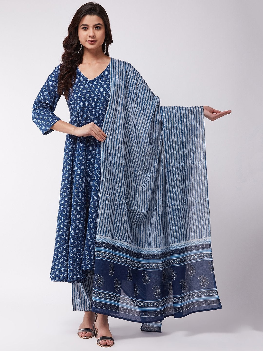 Women's Indigo Striped Kurta Set