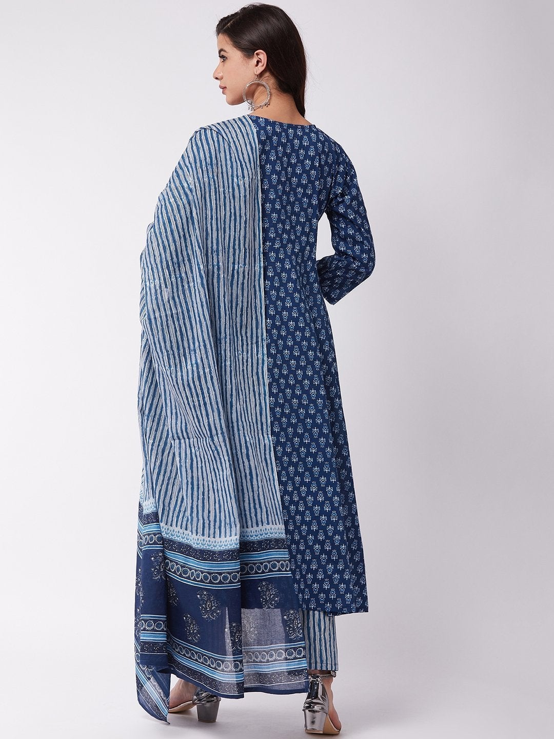 Women's Indigo Striped Kurta Set