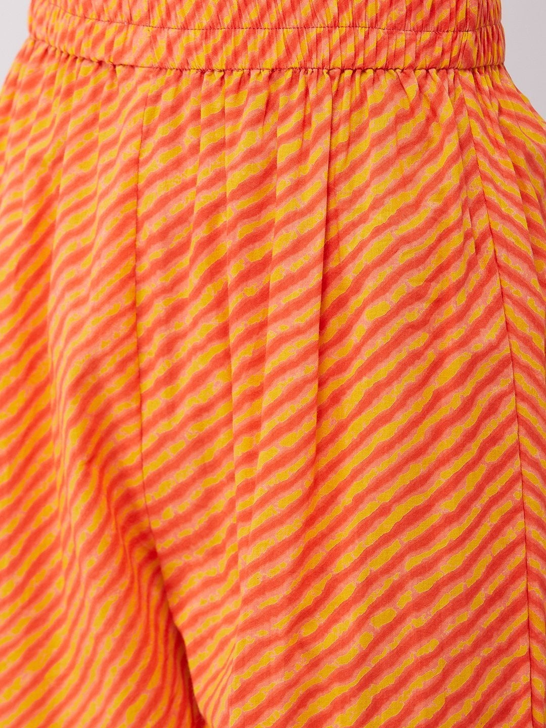 Women's Orange Floral Kurta Pant Set - InWeave