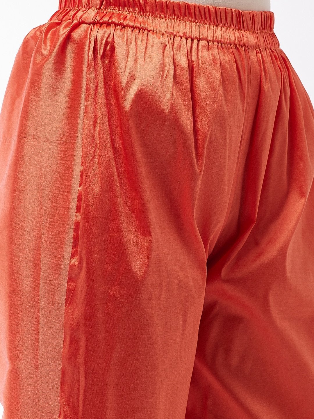 Women's Black And Orange Wavy Sleeves Gota Kurta Set - InWeave