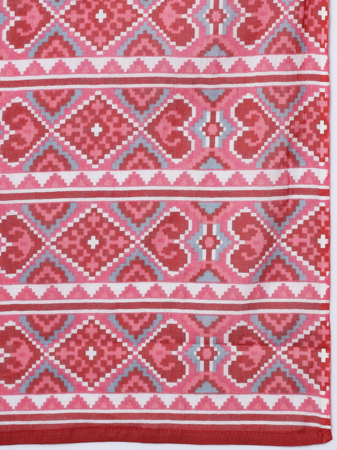 Women's Pink Pure Cotton Kurta With Trousers & Dupatta - Meeranshi