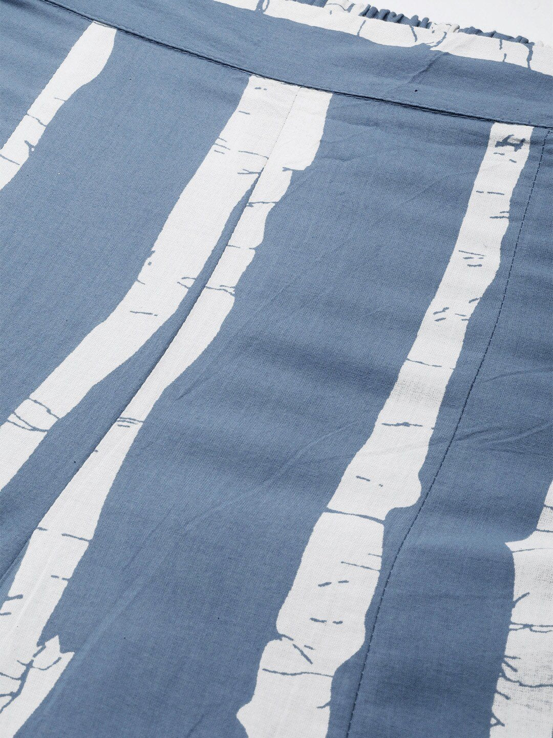 Women's  Blue & White Striped Wide Leg Palazzos - AKS