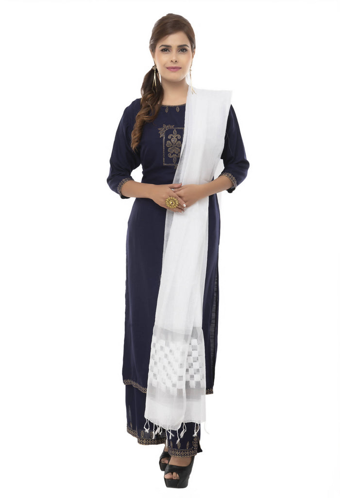 Women's Buta Square Cutt White Dupatta & Chunni Mfd0007