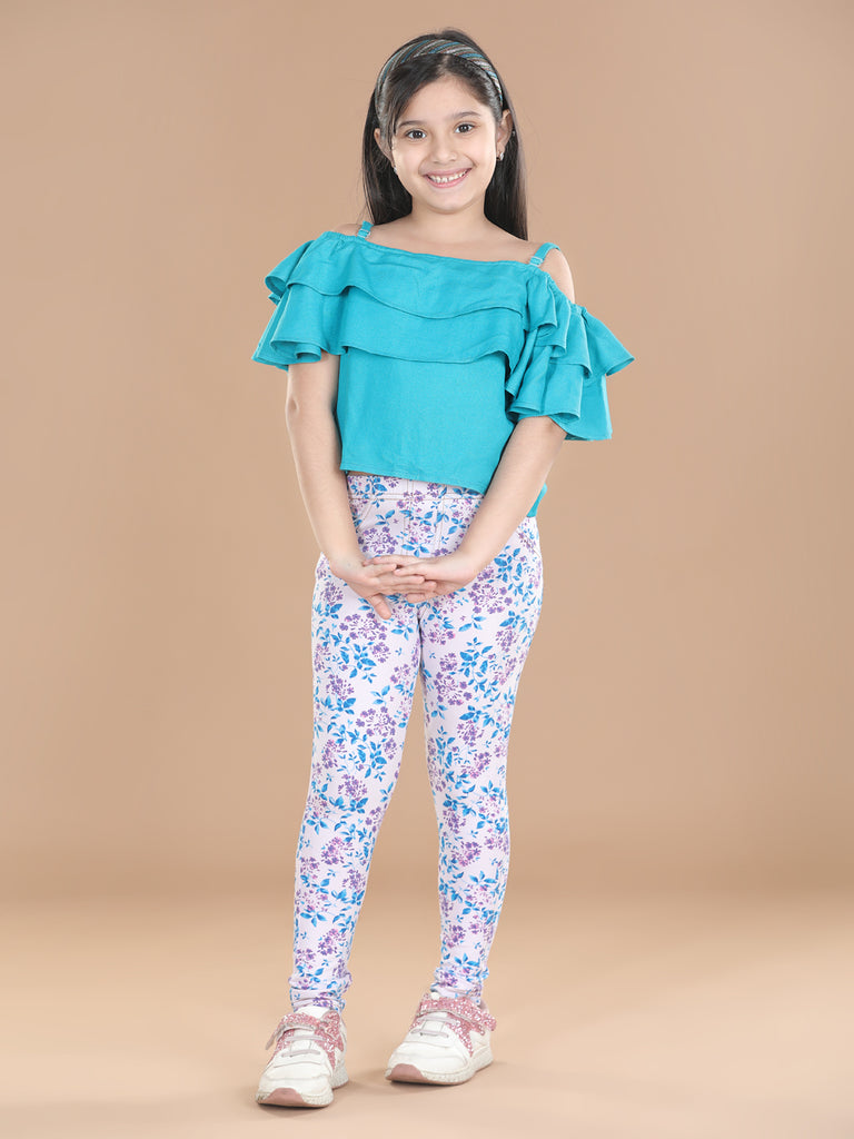 Girl's  Cotton Floral Printed Jegging - S