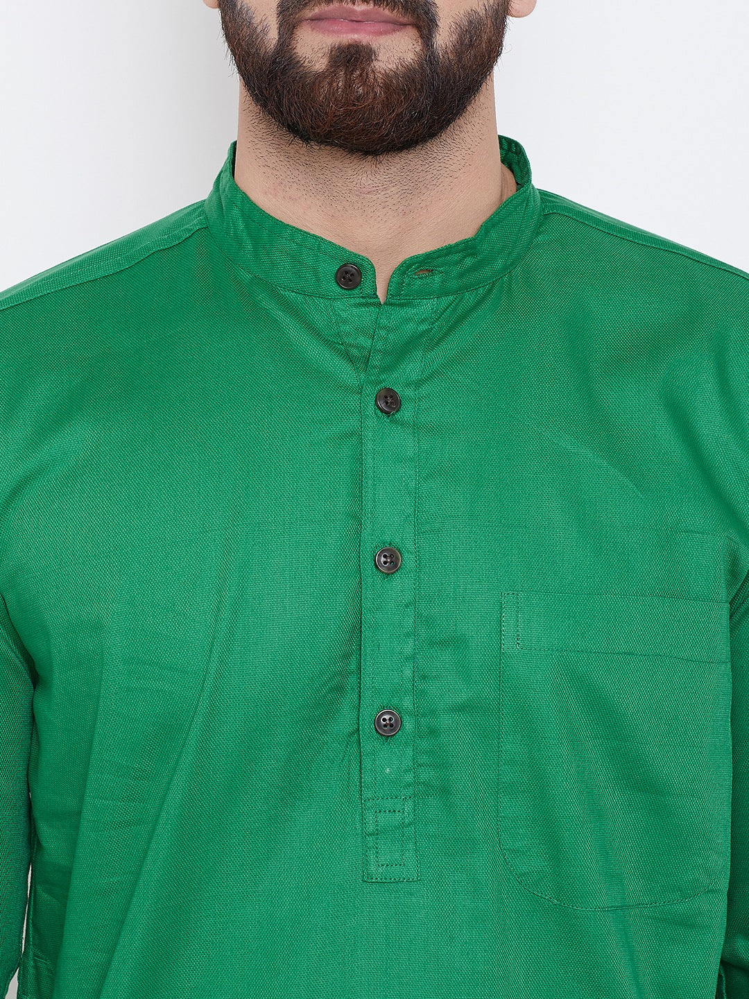 Men's Leaf Green Cotton Kurta - Even Apparels