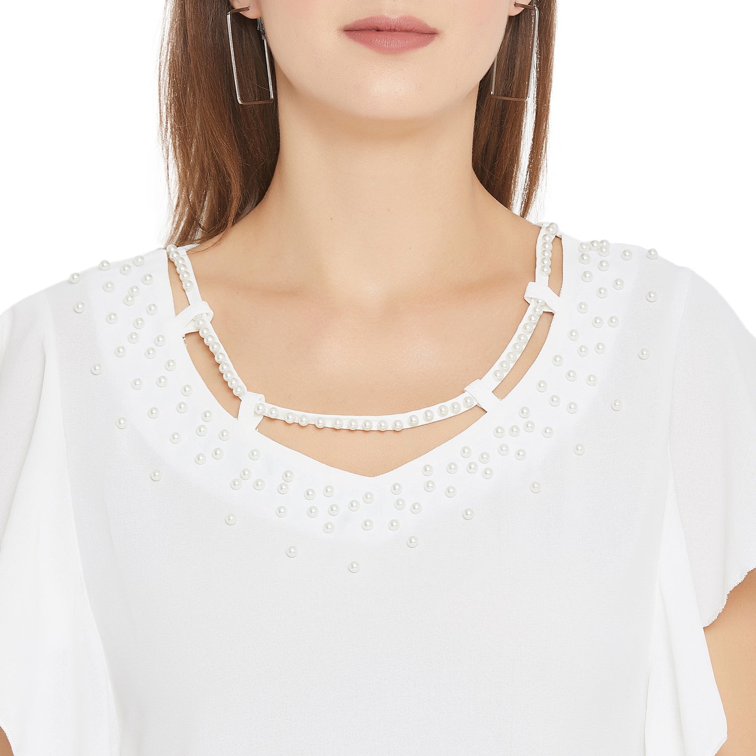 Women's Embellished Self Design Round Neck - Even Apparels