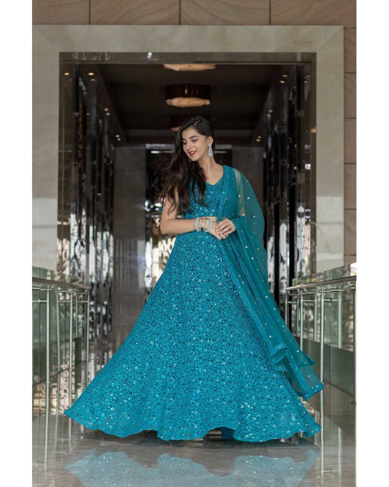 Women's Turquoise Blue Lehenga