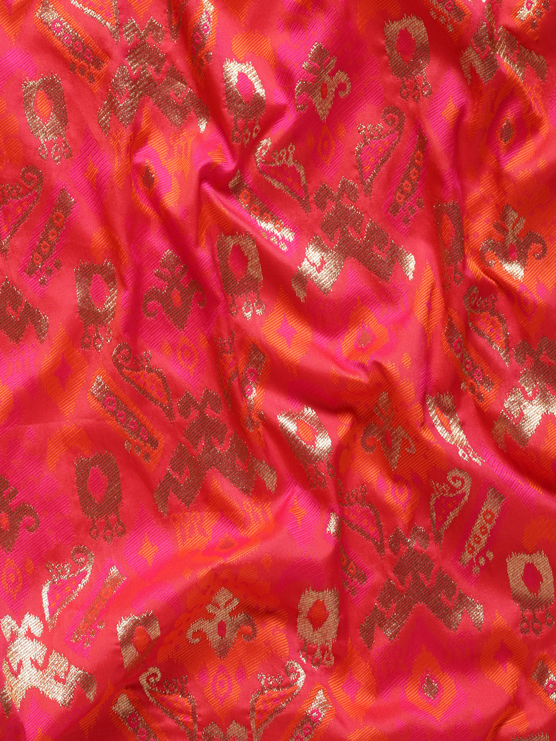 Women's Pink & Golden Satin Paisley Zari Woven Banarasi Saree - Royal Dwells