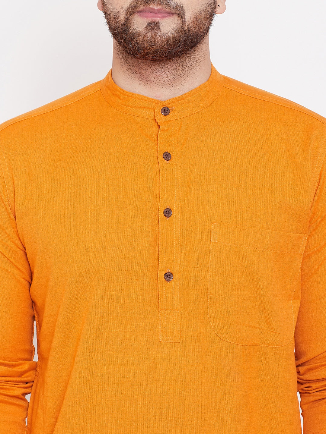 Men's Pure Cotton Saffron Kurta - Even Apparels