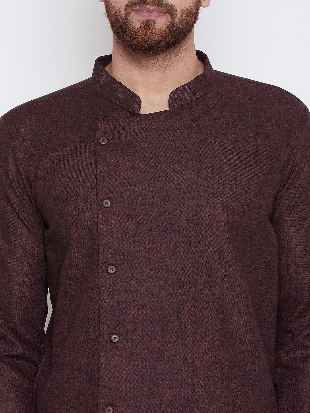 Men's Chocolate Brown Asymmetric Kurta