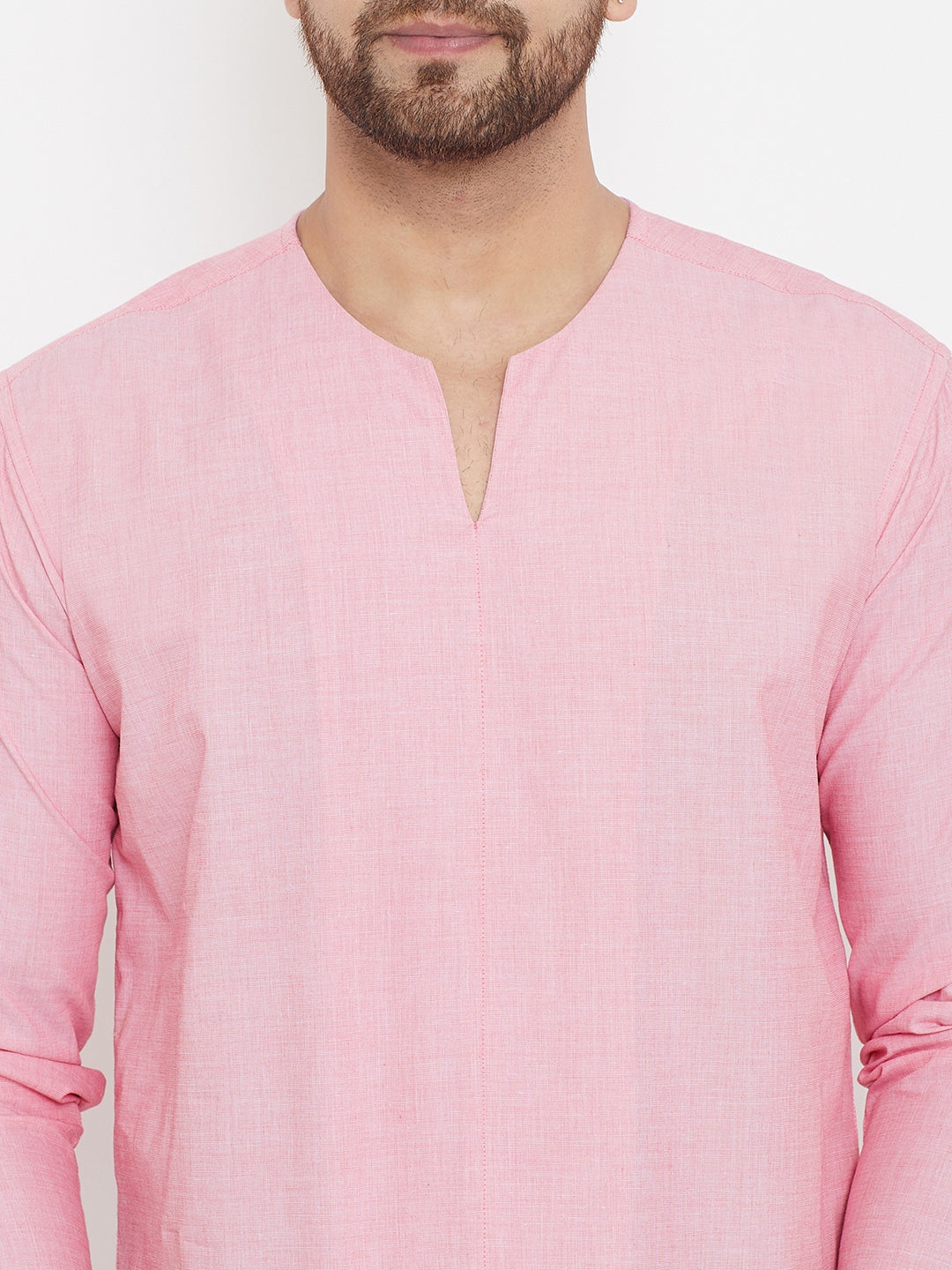 Men's Pink Summer Casual Shirt Kurta