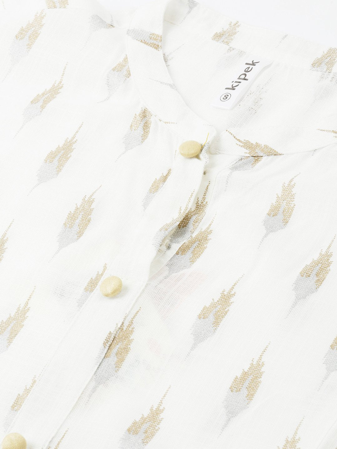 Women's White Printed A-Line Kurta by Kipek (1 Pc Set)