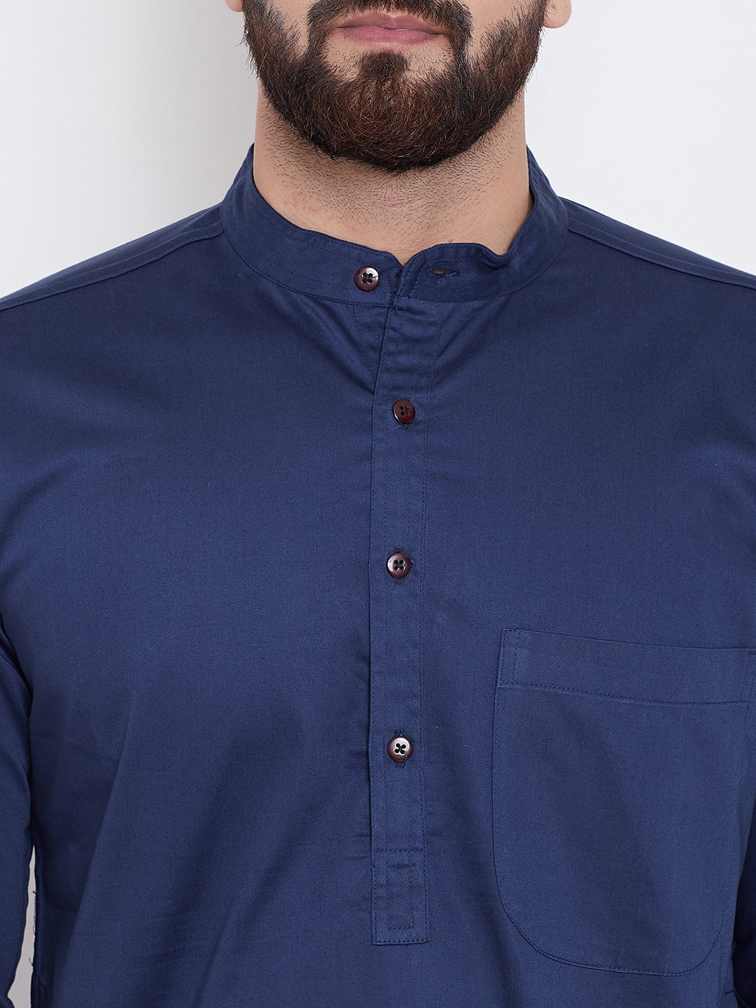 Men's Navy Blue Cotton Kurta