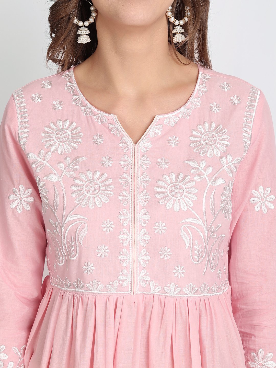 Women's Pink Anarkali Kurta with Trousers