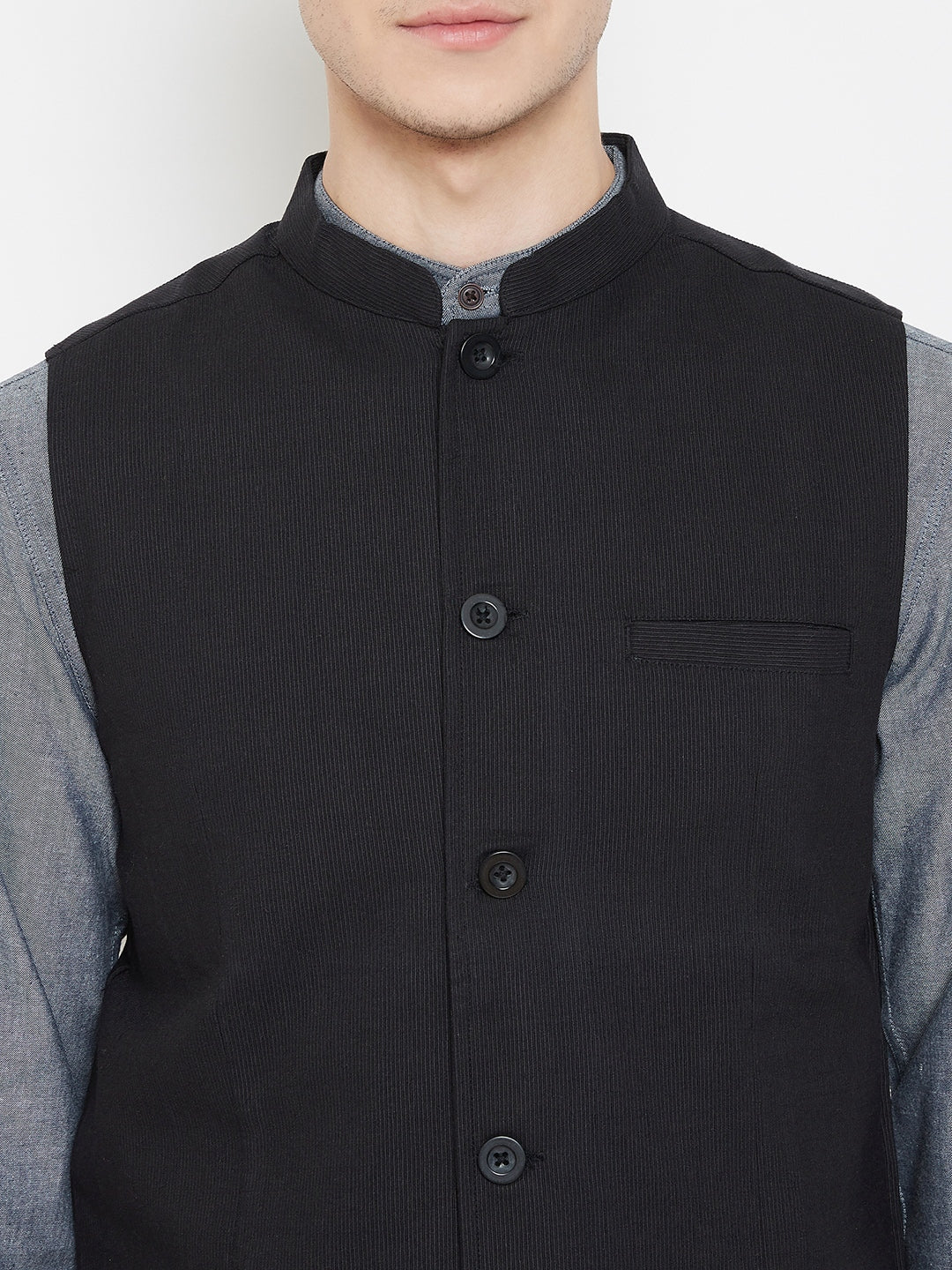 Men's Solid Black Nehru Jacket