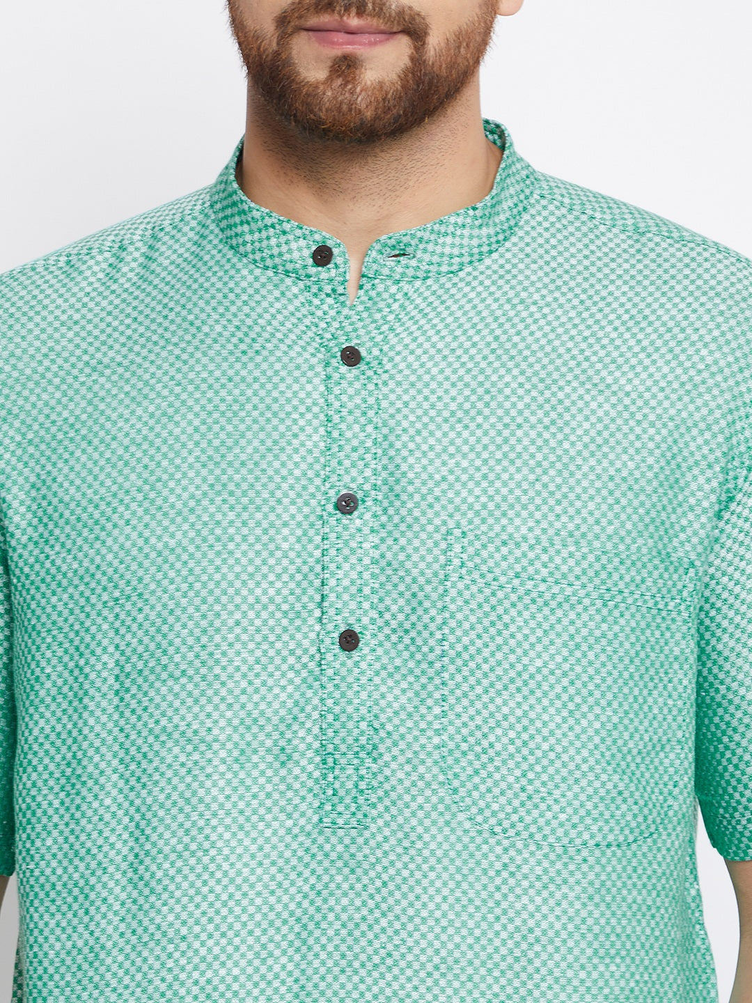 Men's Pure Cotton Striped Green Kurta - Even Apparels