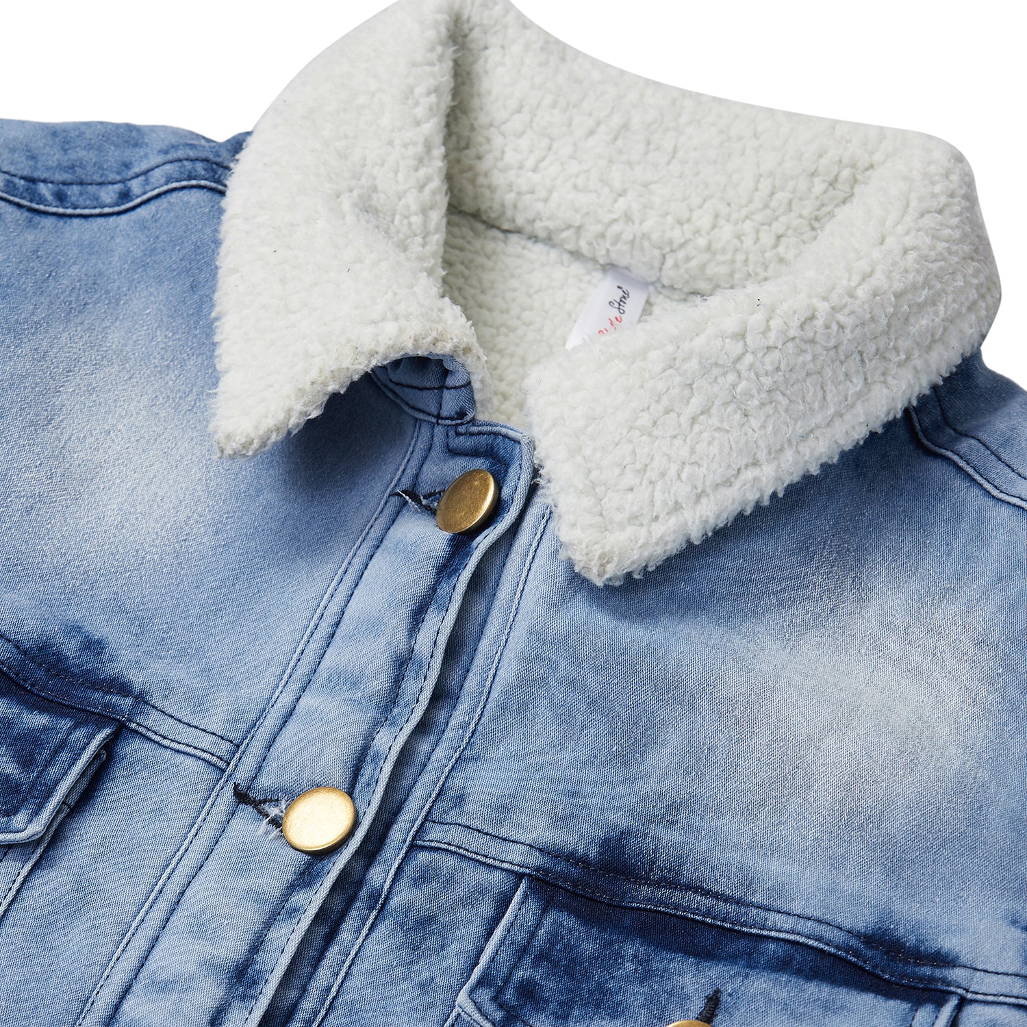 Women's Denim Jacket with Soft Warm Faux Fur Lining inside - Ice Blue - StyleStone