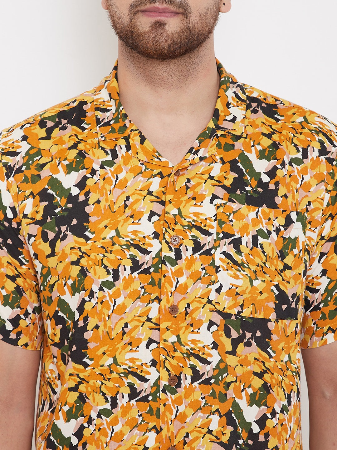Men's Orange Summer Casual Shirt