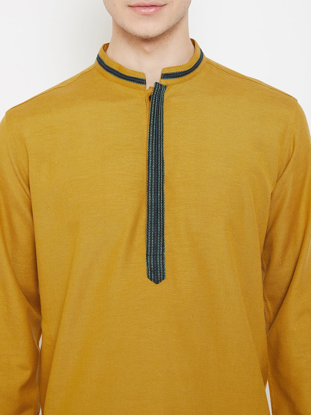 Men's Mustard Thread Work Kurta