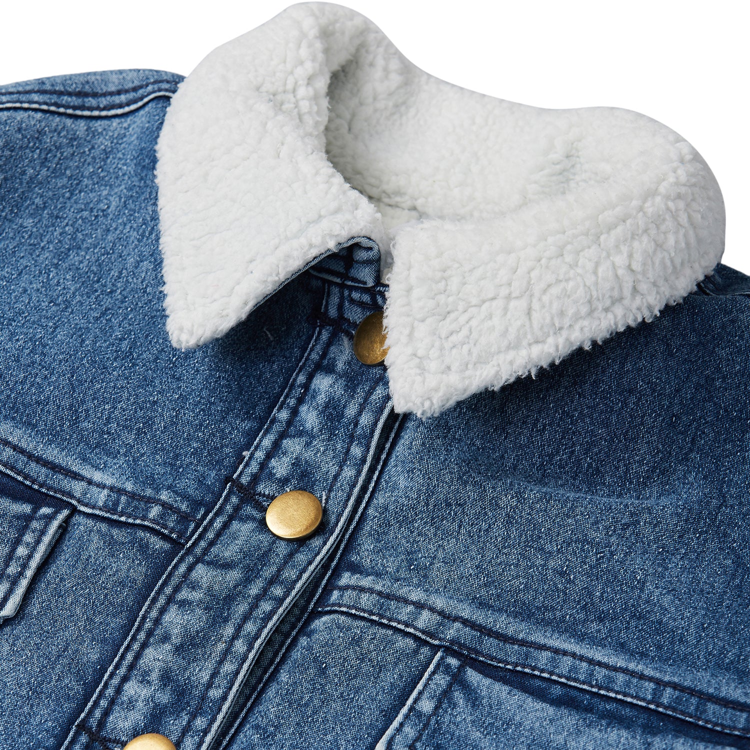 Women's Denim Jacket with Soft Warm Faux Fur Lining inside -Blue - StyleStone