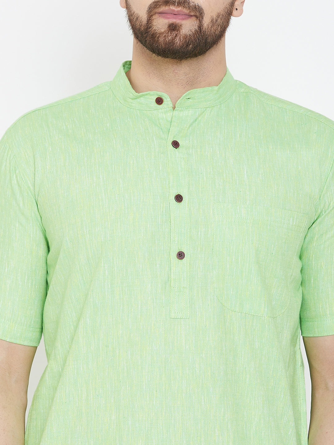 Men's Light Green Linen Kurta