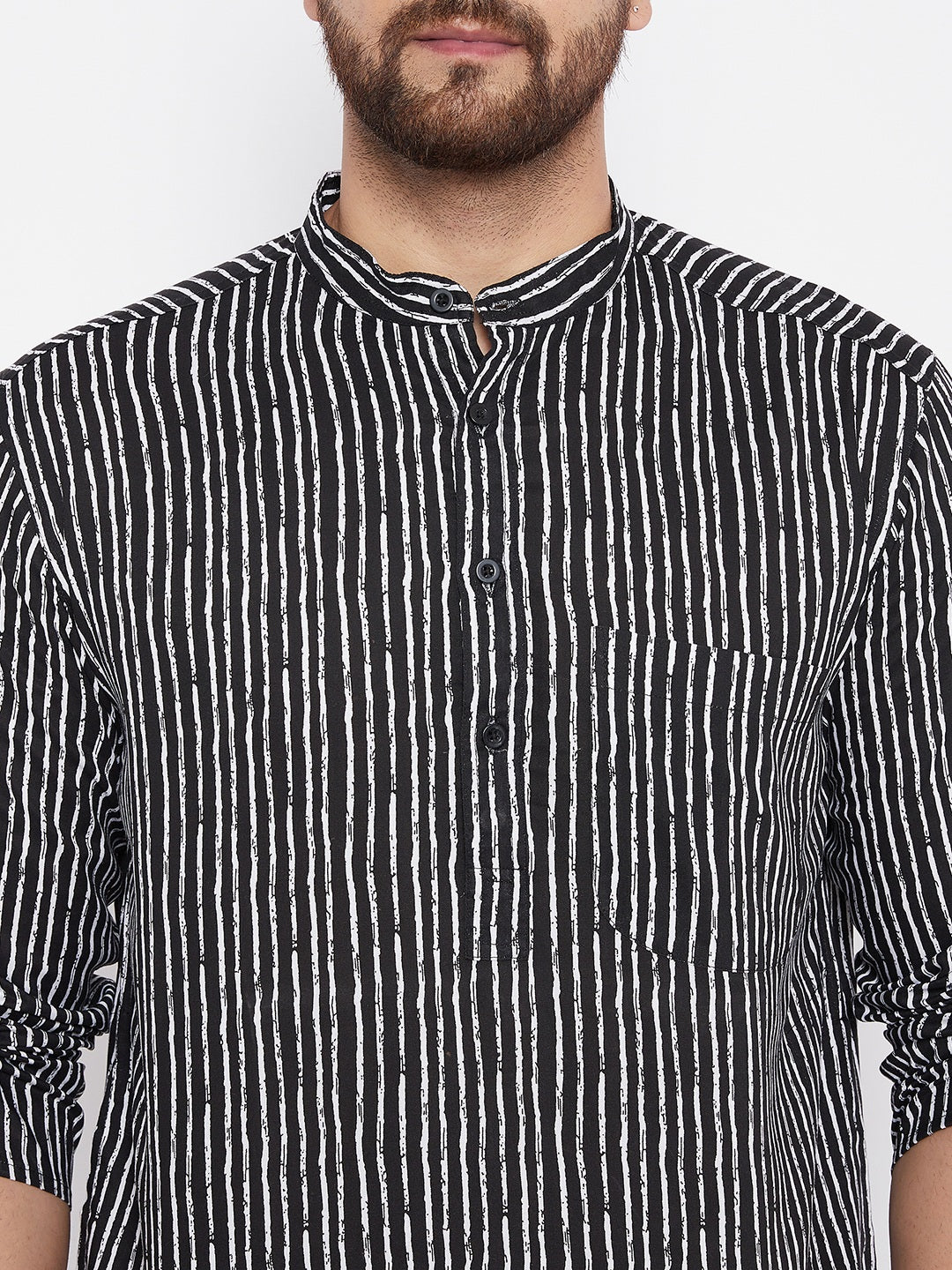 Men's Printed Striped Straight Kurta - Even Apparels