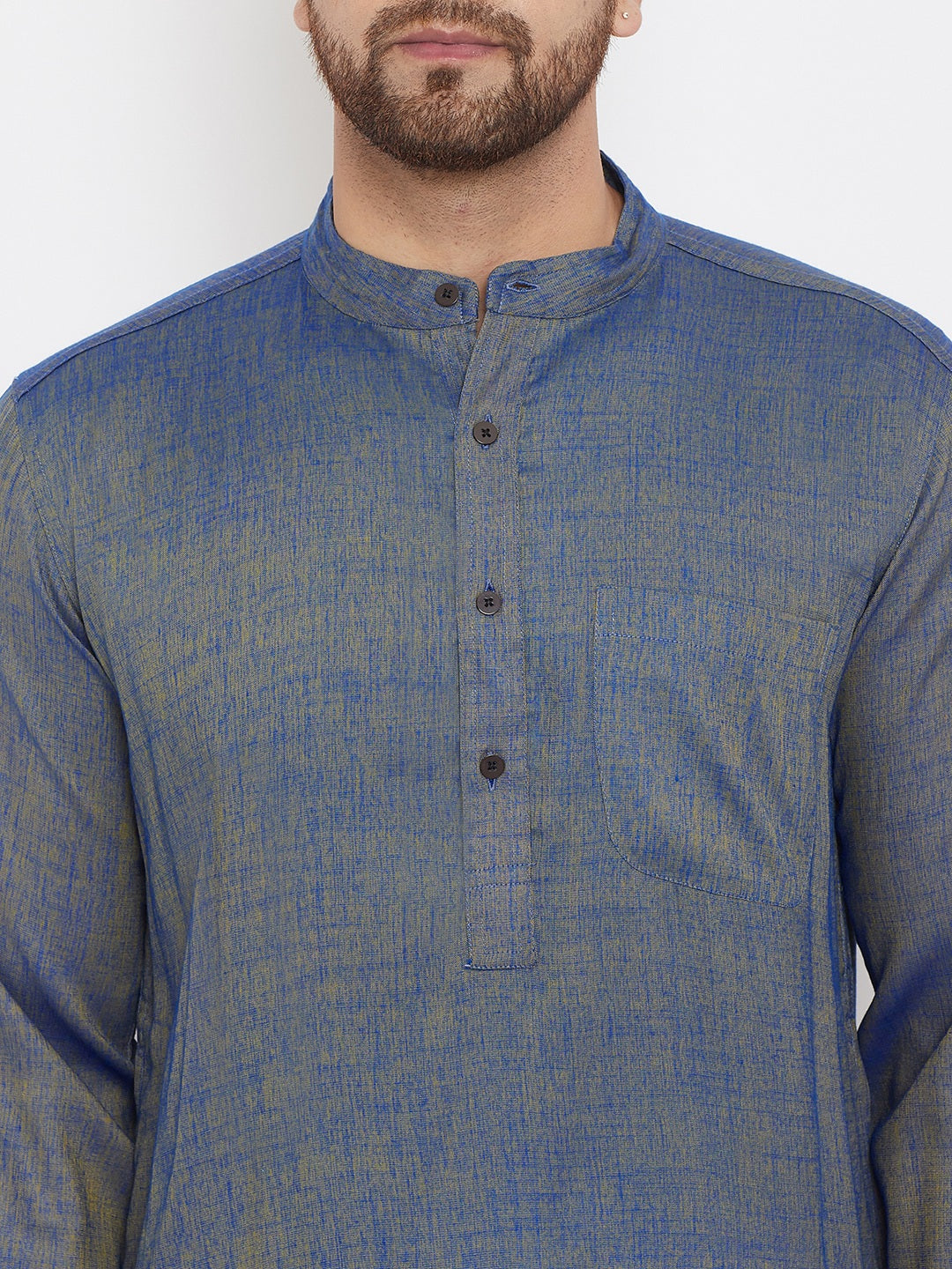 Men's Blue Chambray Cotton Kurta