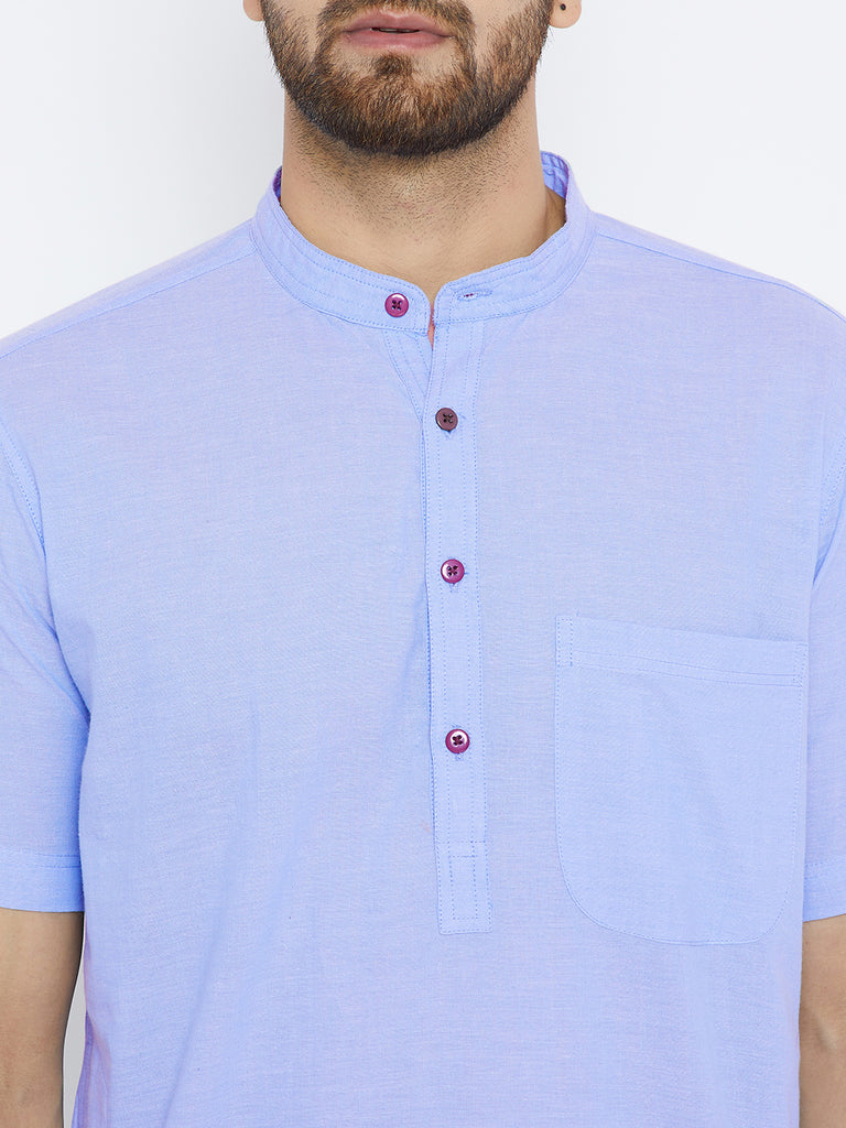 Men's Blue Cotton Kurta