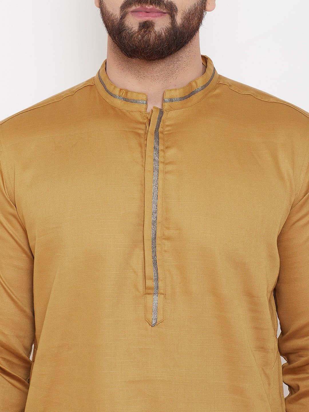 Men's Beige Linen Festive Kurta