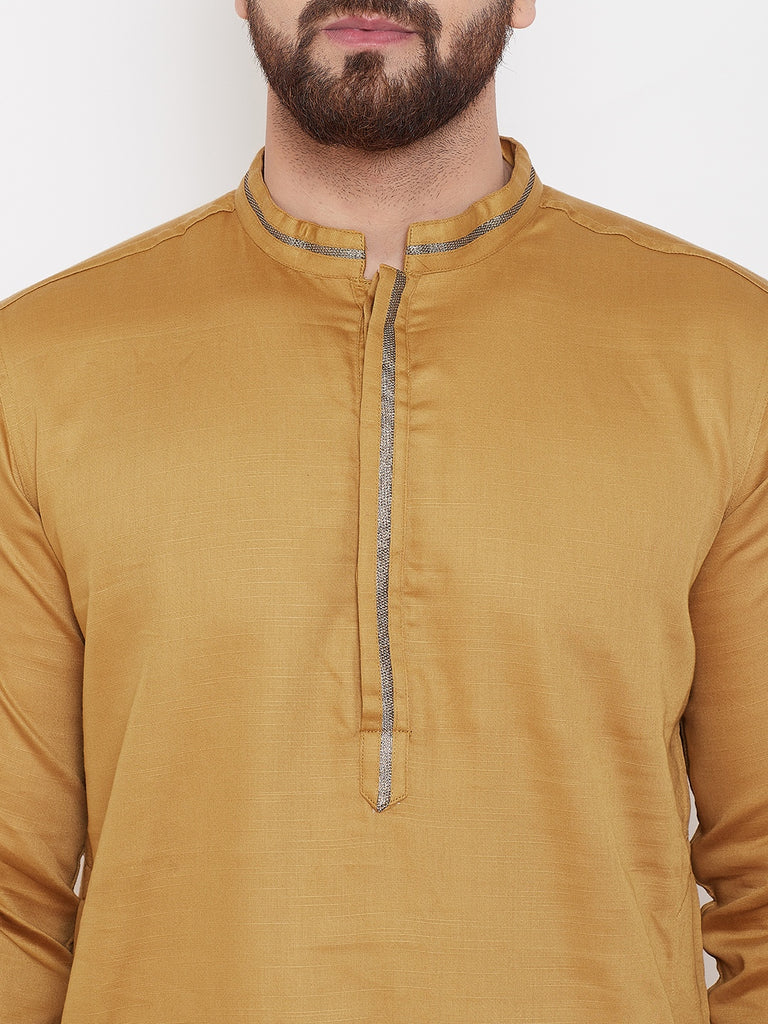 Men's Beige Linen Festive Kurta