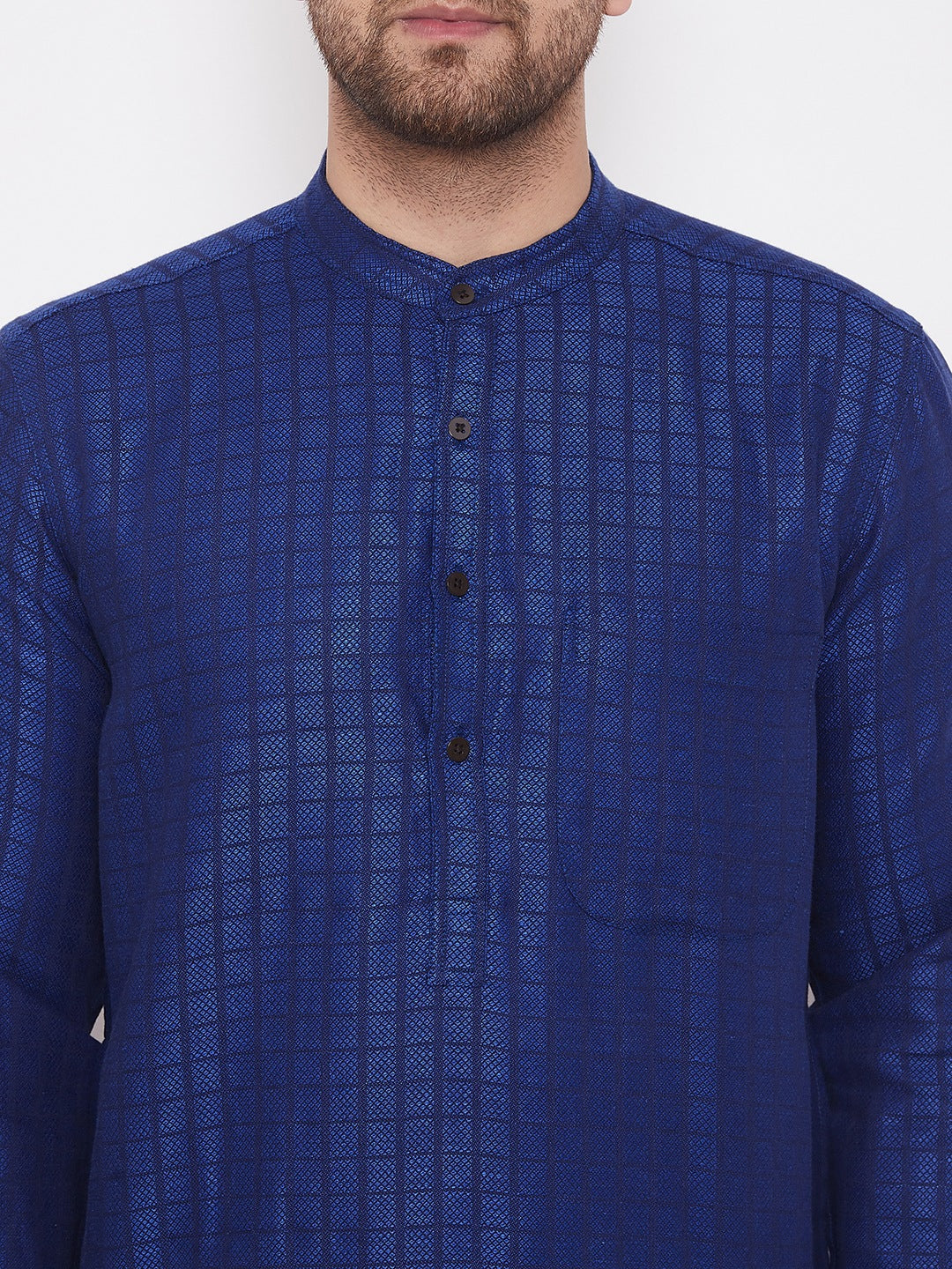 Men's Royal Blue Pure Cotton Kurta - Even Apparels